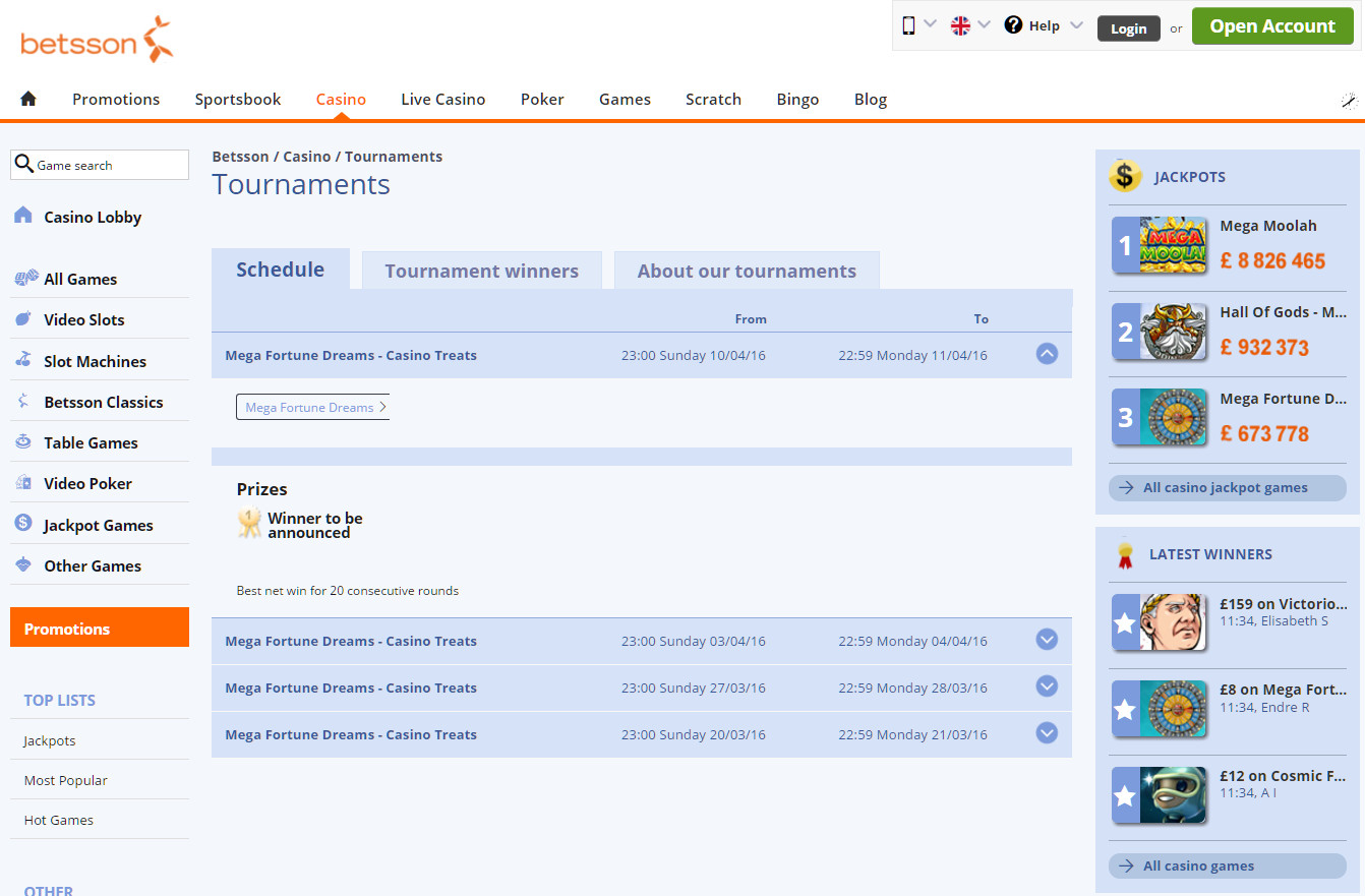 турниры на игровых автоматах в betsson